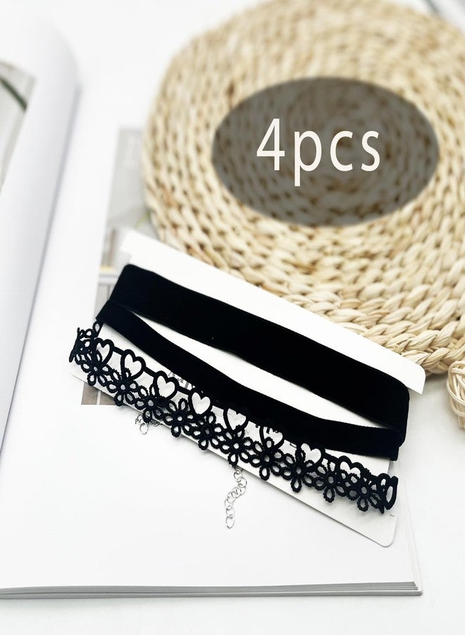 nylry 4pcs Black Choker Necklace for Women Black Velvet Choker Set Black Choker Necklaces Classic Chokers for Women Adjustable Gothic Collar Necklace for Party Cosplay Choker Jewelry-4 - Image 2